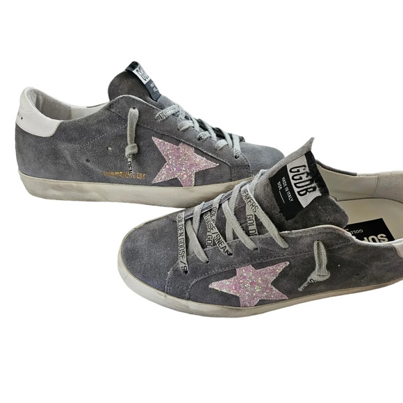 Golden Goose Shoes - Golden Goose Superstar Size 38 Nordstrom Private Edition Gray Suede Pink Glitter